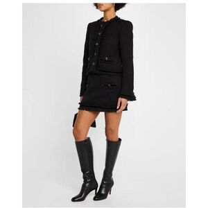 Cinq Á Sept Christic velvet trim Bouclé cotton tweed jacket 8